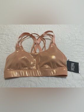Victoria Sport Metallic Rose Gold Strappy Sports Bra